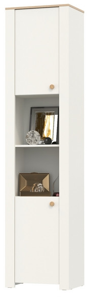 Джастин 16.306 Шкаф торцевой, цвет белый шагрень/дуб белый эксклюзив, ШхГхВ 54,8х38,9х225,7 см., универсальная сборка