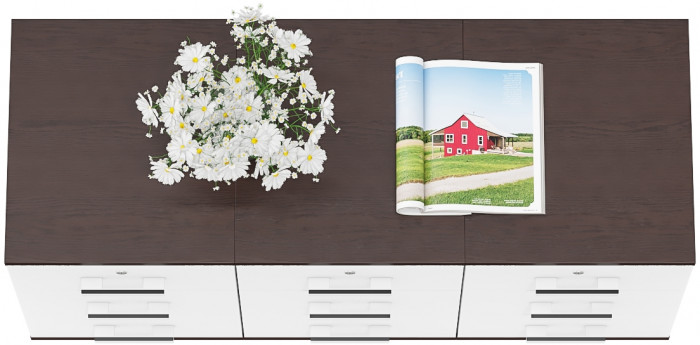 Три тумбы выкатных С-МД-3-02, цвет венге/белый шагрень, ШхГхВ 120х45х59 см.