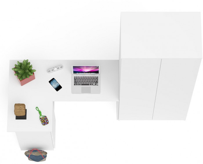 Мори Стол компьютерный МС-16 левый + Шкаф МШ800.1, цвет белый, ШхГхВ 204,8х84,9х209,6 см., выдвижные ящики слева, НЕ универсальная сборка