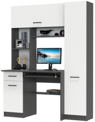 Стол рабочий 6-0603Мграф/бел Альфа, цвет графит/белый, ШхГхВ 137х61х181 см., универсальная сборка