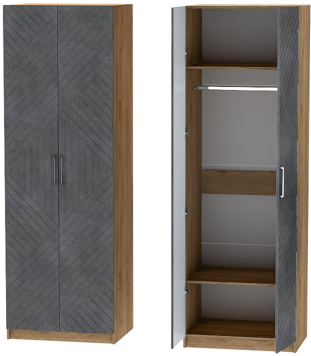 Шкаф двухдверный №1 "Иннэс-7" - Крафт золотой/Бетон графит