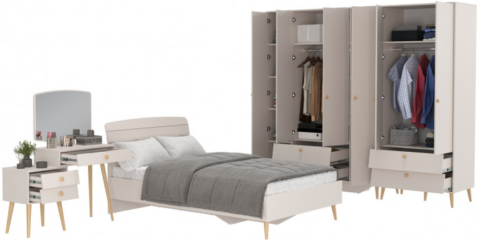 Афина Спальня 20-1200, цвет кашемир серый, сп.м. 1200х2000 мм., б/м, основание есть - фанера