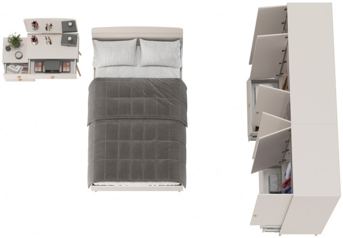 Афина Спальня 20-1200, цвет кашемир серый, сп.м. 1200х2000 мм., б/м, основание есть - фанера