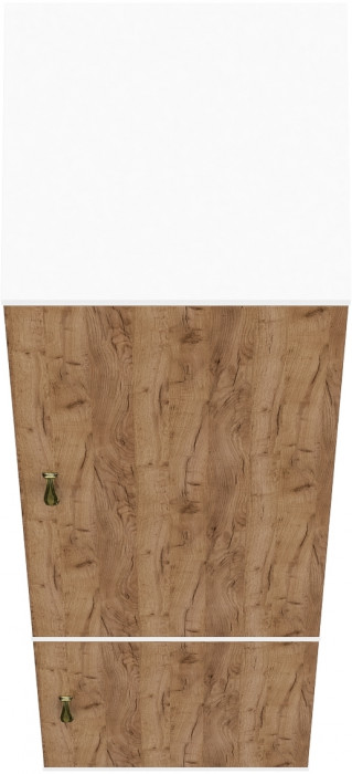 Лидер-8 Модуль Пенал МД 22Б, цвет белый шагрень/крафт золото, ШхГхВ 40х37,5х190 см., универсальная сборка, пять полок