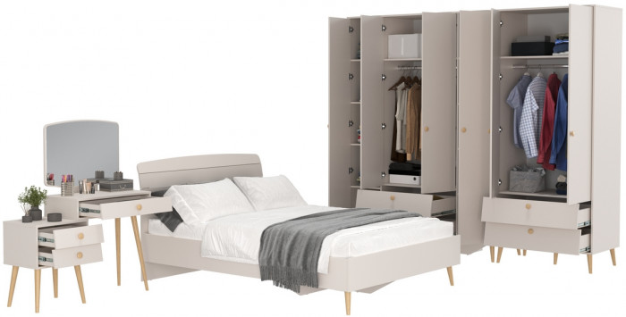 Афина Спальня 20-1400, цвет кашемир серый, сп.м. 1400х2000 мм., б/м, основание есть - фанера