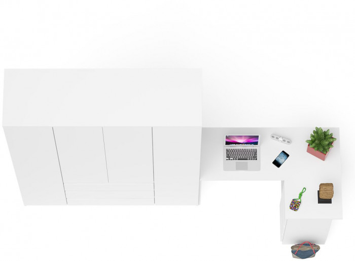 Мори Стол компьютерный МС-16 правый + Шкаф МШ1600.1, цвет белый, ШхГхВ 284,8х84,9х209,6 см., выдвижные ящики справа, НЕ универсальная сборка