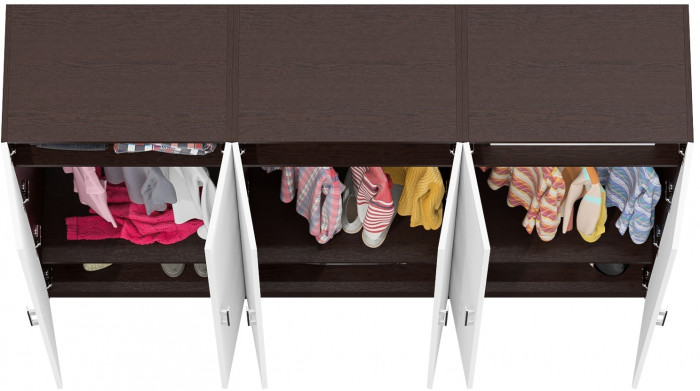 Три Шкафа С-МД-СК9Ш к компьютерному столу С-МД-СК9, цвет венге/белый шагрень, ШхГхВ 210х45х160 см.