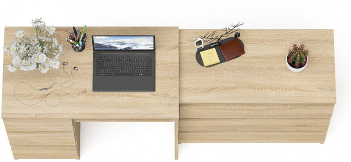 Мори Стол компьютерный МС-6 левый + Комод МК800.1, цвет дуб сонома, ШхГхВ 170,4х50х76,6 см., выдвижные ящики слева, НЕ универсальная сборка