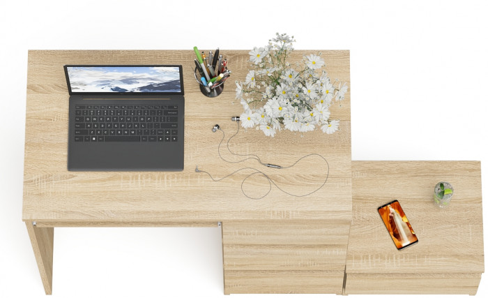 Мори Стол компьютерный МС-6 правый + Тумба ТМП400.1, цвет дуб сонома, ШхГхВ 130,4х50х76,6 см., выдвижные ящики справа, НЕ универсальная сборка