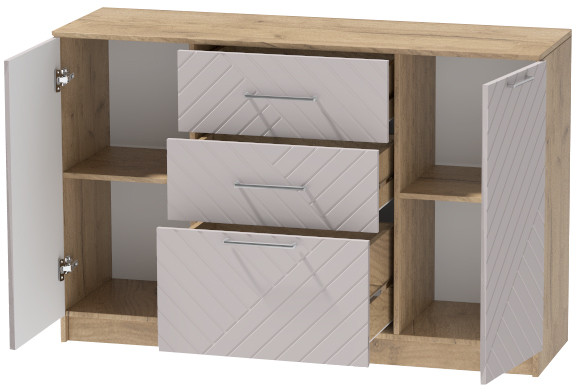 Комод №3 "Иннэс-7", Крафт золотой/Грэй софт