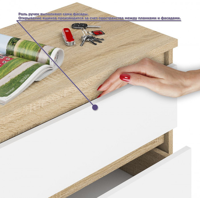 Мори Стол компьютерный МС-1 левый + Комод МК800.4, цвет дуб сонома/белый, ШхГхВ 170,4х50х94 см., выдвижной ящик слева, НЕ универсальная сборка