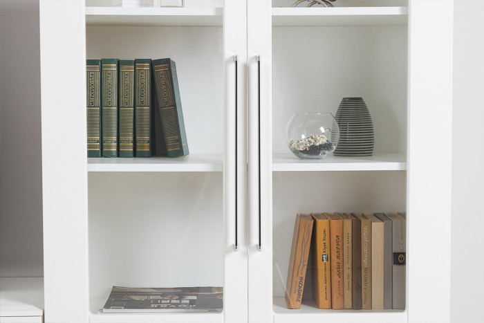 Валенсия Гостиная № 125, цвет ЛДСП белый шагрень/МДФ белый шагрень, ШхГхВ 405,4х38,4х225,2 см., универсальная сборка