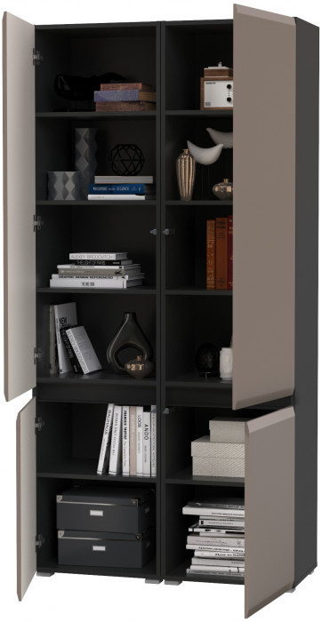 Сидней 13.200 Шкаф 2 штуки, цвет корпус: антрацит/фасады: МДФ веллюто капучино, ШхГхВ 100х41,3х205,2 см., универсальная сборка