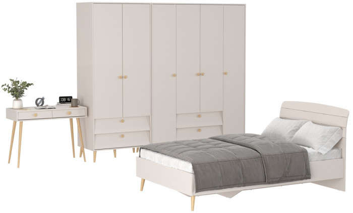 Афина Спальня 21-1200, цвет кашемир серый, сп.м. 1200х2000 мм., б/м, основание есть - фанера