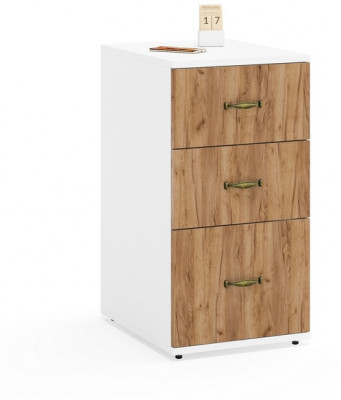 Лидер-8 Модуль Тумба МД 3.16, белый шагрень/крафт золото