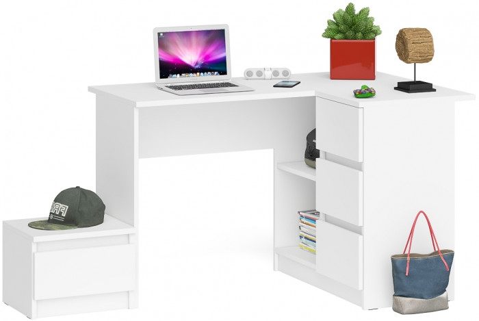 Мори Стол компьютерный МС-16 правый + Тумба ТМП400.1, цвет белый, ШхГхВ 164,8х84,9х76,6 см., выдвижные ящики справа, НЕ универсальная сборка