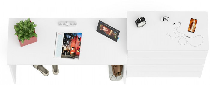 Мори Стол письменный МСП1200.1 + Комод МК800.4, цвет белый, ШхГхВ 200,8х50х94 см., универсальная сборка