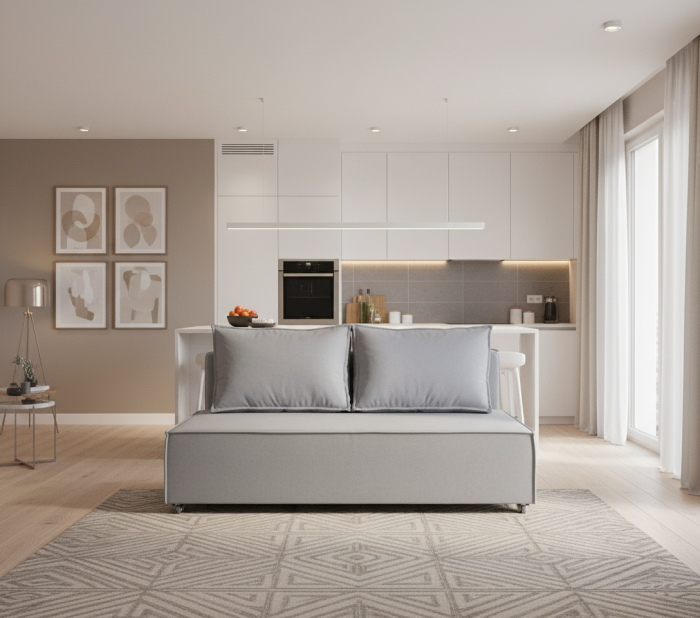 Диван-аккордеон Лофт мини 160х200, велюр серый