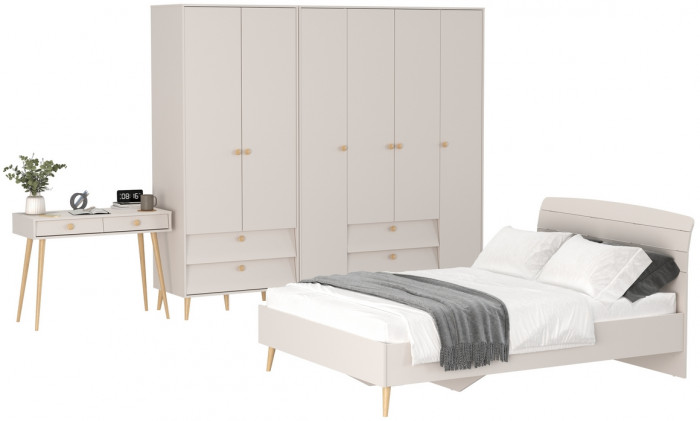 Афина Спальня 21-1400, цвет кашемир серый, сп.м. 1400х2000 мм., б/м, основание есть - фанера