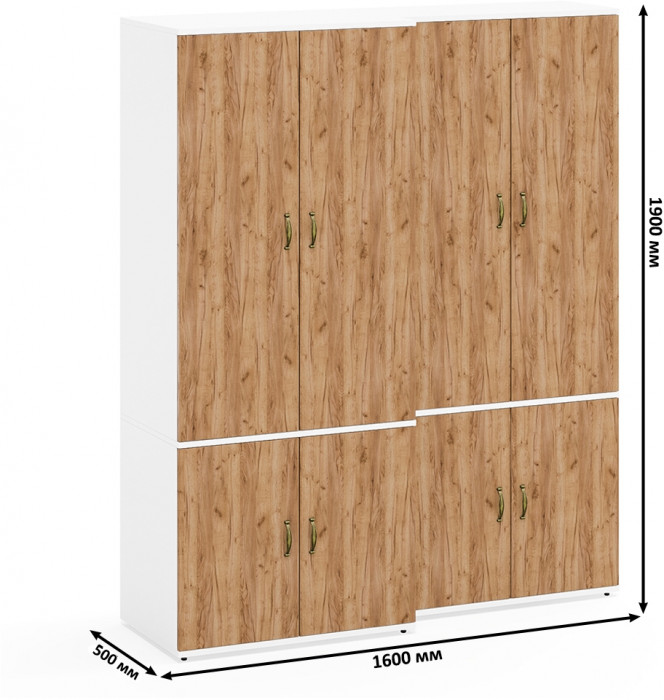 Лидер-8 Модуль Шкаф МД 19Б + Шкаф МД 20Б, белый шагрень/крафт золото