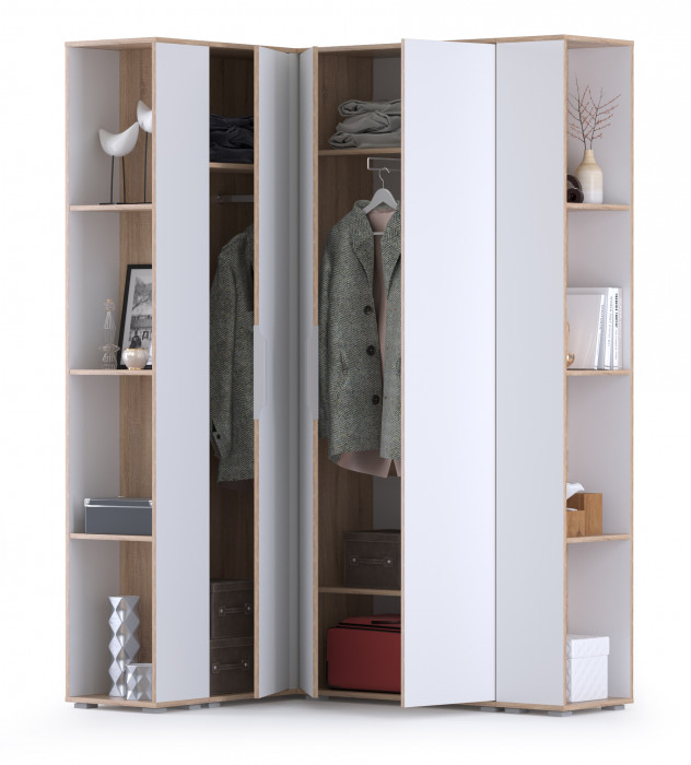 Куба Прихожая 11, цвет дуб сонома/белый премиум, ШхГхВ 143,7х107,3х210,6 см., универсальная сборка