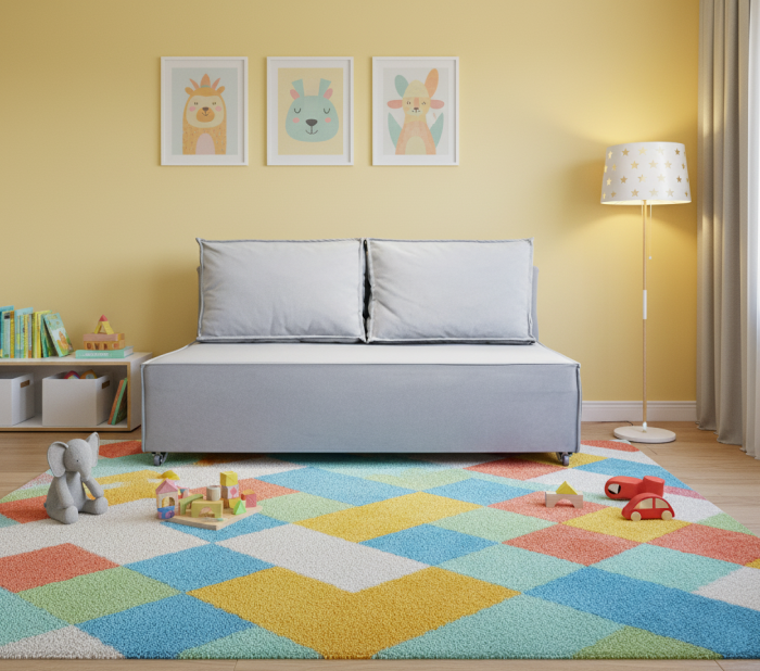 Диван-аккордеон Лофт мини 120х200, велюр серый