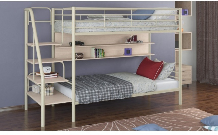 Двухъярусная кровать Толедо-П 90, слоновая кость / Дуб