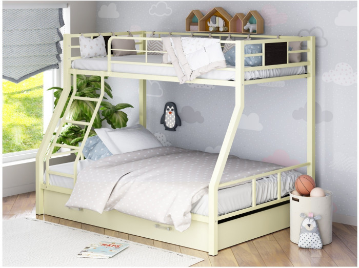 Двухъярусная кровать Гранада-1Я (Серый, Дуб молочный)