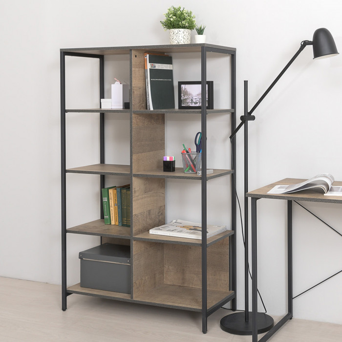 Трувор 13.151.02 Стеллаж + 13.306 Комод с витриной, цвет дуб гранж песочный/интра, ШхГхВ 175,8х37х146 см., универсальная сборка