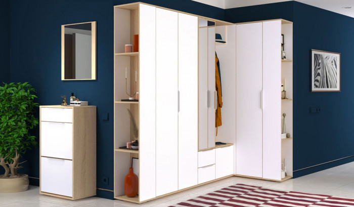 Куба Прихожая 12, цвет дуб сонома/белый премиум, ШхГхВ 204,2х107,3х210,6 см., универсальная сборка