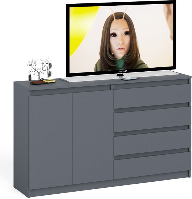 Мори Комод МК1600.1, цвет графит, ШхГхВ 160,4х41х94 см., НЕ универсальная сборка