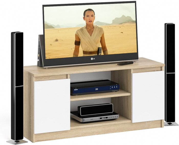 Мори Тумба ТВ МТВ1200.1, цвет дуб сонома/белый, ШхГхВ 120,4х41х54,6 см.