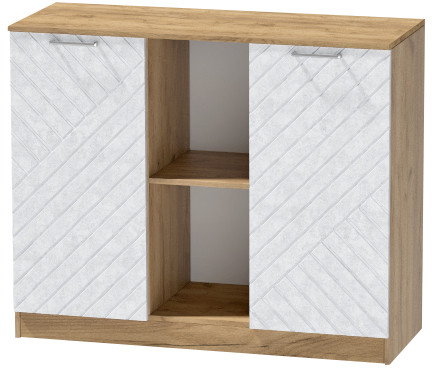 Комод №4 "Иннэс-7", Белый/Бетон снежный