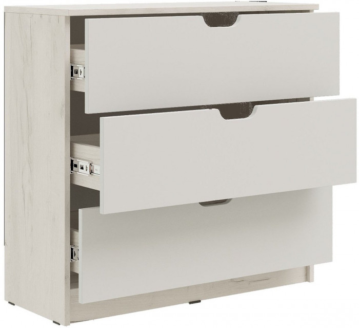 Юниор-4 Комод 3 ящика (800) (Шарли белый, Крафт белый)
