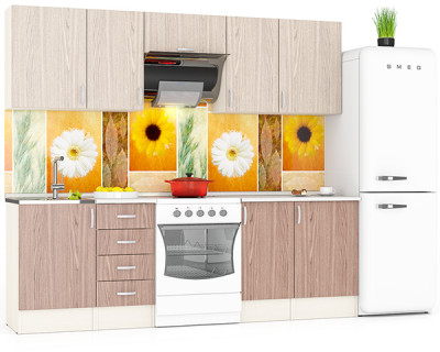 Кухня Мери 06 ШВ500+ШВ400+ШВв600+ШВ400+ШВ500+ШНМ500+ШН4Я400+ШН400+ШН500, дуб/ясень шимо светлый/тёмный