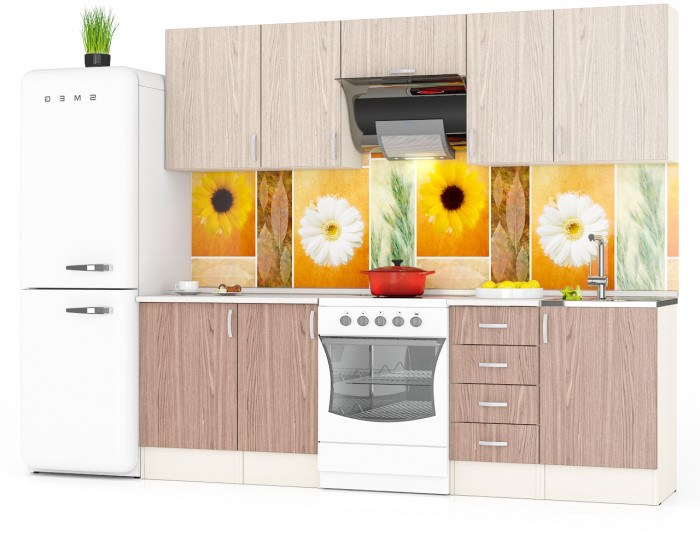 Кухня Мери 06 ШВ500+ШВ400+ШВв600+ШВ400+ШВ500+ШНМ500+ШН4Я400+ШН400+ШН500, дуб/ясень шимо светлый/тёмный