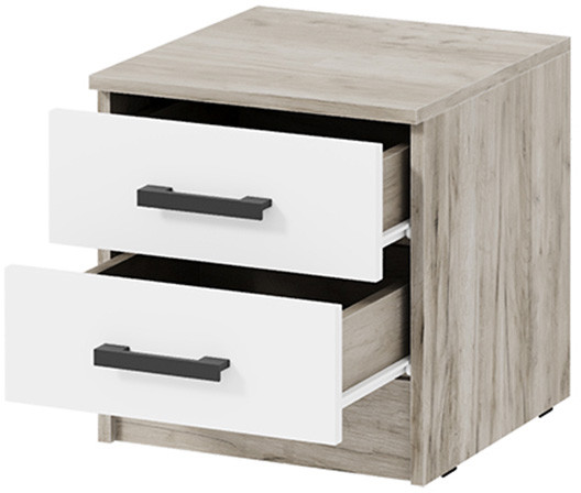 Тумба прикроватная Ронда, Дуб крафт серый, Белый
