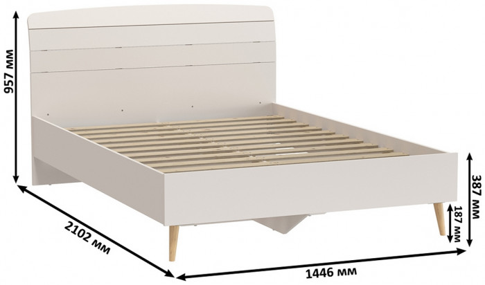 Афина Спальня 27-1400, цвет кашемир серый, сп.м. 1400х2000 мм., б/м, основание есть - фанера
