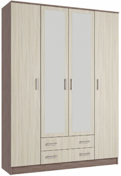 Квадро Шкаф четырёхдверный, Вотан/Белый гладкий