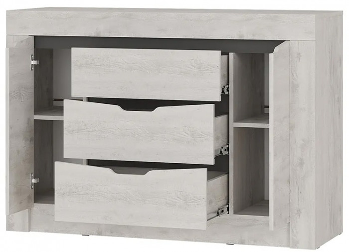 Комод Леонардо КМ-12, Бетон пайн светлый, Графит