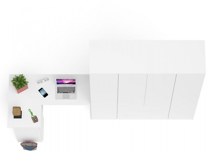 Мори Стол компьютерный МС-16 левый + Шкаф МШ1600.1, цвет белый, ШхГхВ 284,8х84,9х209,6 см., выдвижные ящики слева, НЕ универсальная сборка