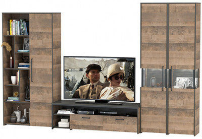 Трувор Гостиная 034, цвет дуб гранж песочный/интра, ШхГхВ 332,4х45,4х210 см., универсальная сборка