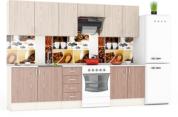 Кухня Мери 09 ШВ500+ШВ500+ШВ400+ШВв600+ШВ800+ШН500+ШНМ500+ШН4Я400+ШН800, дуб/ясень шимо светлый/тёмный