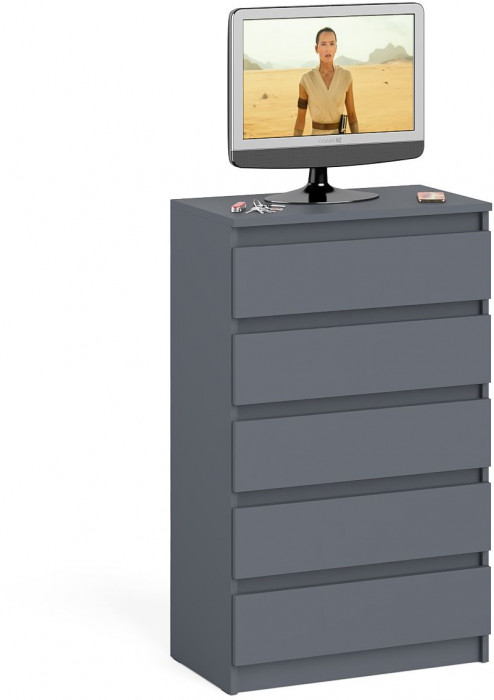 Мори Комод МК700.5, цвет графит, ШхГхВ 70,4х41х114 см.