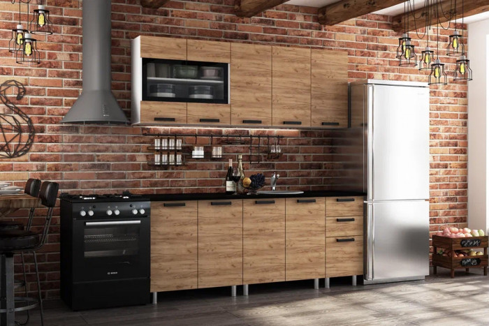 Кухня Крафт 2.0м, Крафт, Черный янтарь