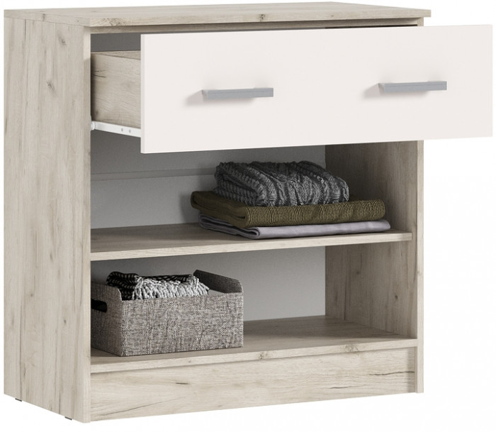 Комод Басямиф 1 ящик 2 двери, Крафт серый/Кашемир