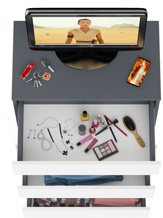 Мори Комод МК700.5, цвет графит/белый, ШхГхВ 70,4х41х114 см.