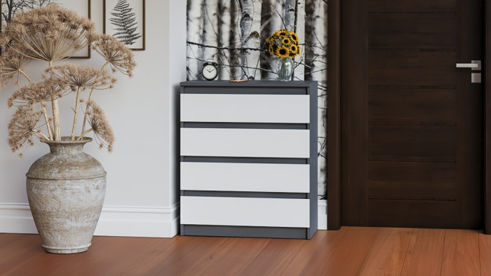 Мори Комод МК700.5, цвет графит/белый, ШхГхВ 70,4х41х114 см.