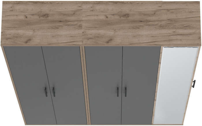 Прихожая Домино-мини + Шкаф для одежды Домино, цвет дуб крафт табачный/графит, ШхГхВ 148х36х202 см., универсальная сборка