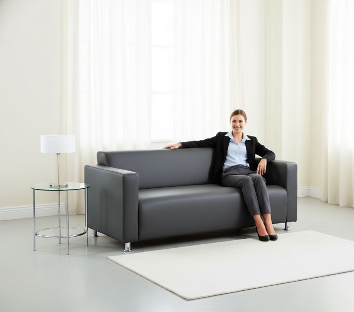 Диван прямой Томи, 180 см, экокожа, темно-серый